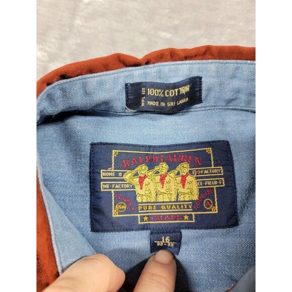 Vintage Ralph Lauren Chaps Field Factory Maroon Long Sleeve Button Shirt‎ Large - Picture 5 of 6